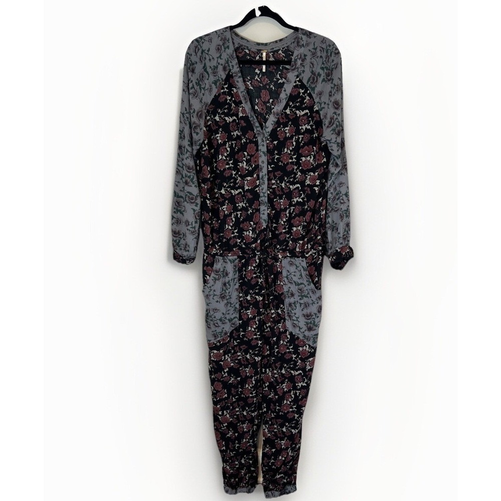 Free People Sheila Jumpsuit Floral Patchwork Bohemian Romper Lightweight Medium - Picture 3 of 15